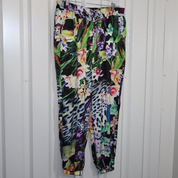 Boston Proper Women's 3D Leopard Jungle Floral Elastic Waist Jogger Pants Sz Med - Picture 1 of 11